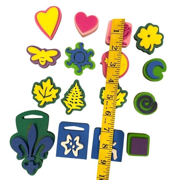Set 16 Chunky Foam Stamps Kids Fun Art Craft Projects Heart Rose Sun Butterfly - Picture 4 of 6